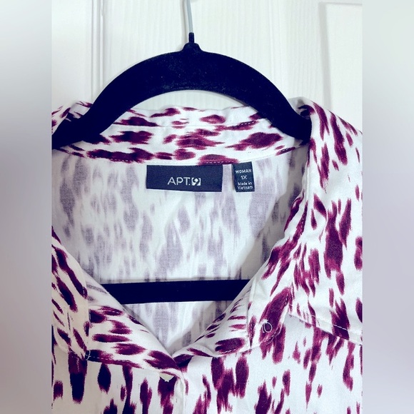 Apt. 9 Black and White 3/4 Sleeve Button Down Shirt - Picture 6 of 10